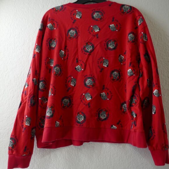 H&M Divided Pugs & Kisses Christmas Sweatshirt Women’s XL Red Ugly Sweater - Picture 6 of 6